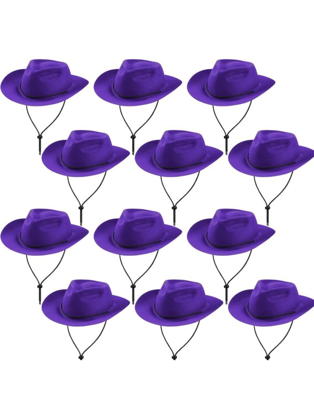 Men's Purple Plastic Felt Wide Brimmed Western Cowgirl Cowboy Hat 12 Pieces